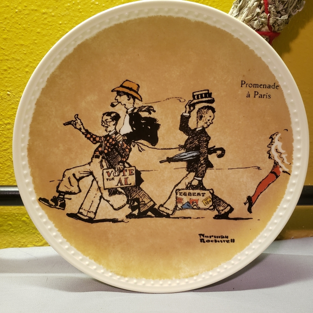Vtg 1982 Norman Rockwell On Tour Plate Paris COA